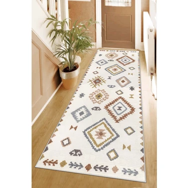 West Home Makinede Yıkanabilir Kaymaz Taban Leke Tutmaz Modernkesme Yolluk Mutfak Yolluk Halı