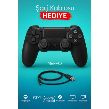 Neffo Ps4 Joystick Tablet Telefon Pc Uyumlu Titreşimli Oyun Kolu 1 Adet - Şarj Kablo