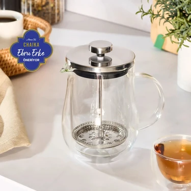 Karaca Pia Kiku Bitki Çayı ve Filtre Kahve Demliği Çift Cidarlı French Press 600