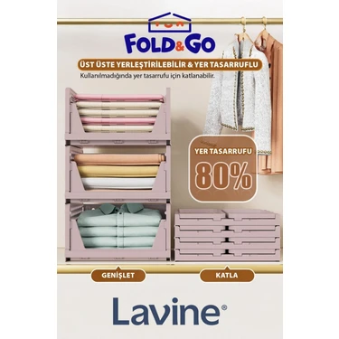 (3 Adet) Lavine Fold&go Çok Amaçlı Kayar Raf Dolap Içi Kıyafet ve Ev Aksesuarı Düzenleyici