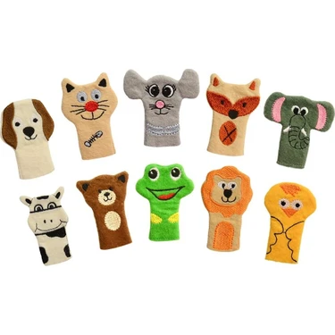Anki Toys 8 cm Unisex Parmak Kukla Seti - 10 Adet Nakışlı Hayvan