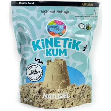 Mammacomica Dough Doğal Kinetik Kum 1000 g – Ele Yapışmaz, Kolay Şekil Alır, Çocuk Gelişimini