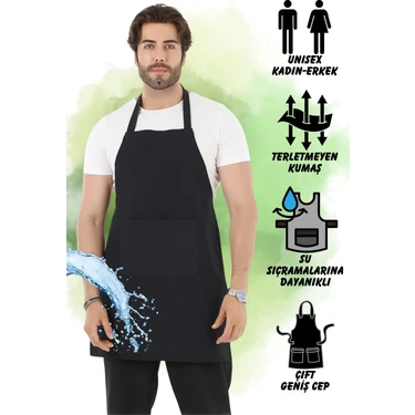 Biz Class Cepli Şef Garson Kafe Aşçı Barista Siyah Önlük Mutfak Önlüğü Ressam