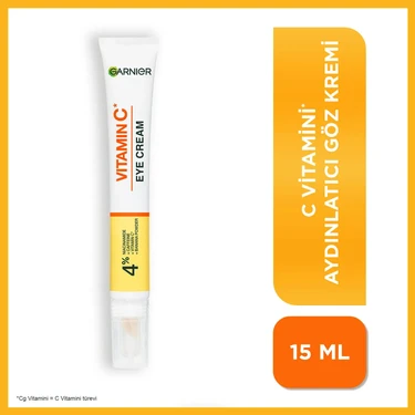 Garnier C Vitamini Parlak Aydınlatıcı Göz Kremi 15ml, (4% Niasinamid, Kafein, Vitamin C, Muz