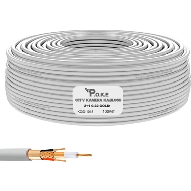 2+1 CCTV 0.22 GOLD Kamera Kablosu 100mt Poke Pk-1018 100