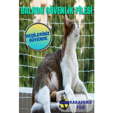 KARADENİZ DEKOR AĞLARI Balkon Filesi (Kalın - Beyaz) 2.5 x 3 (Kuş Filesi, Kedi Filesi, Kuş Ağı, Kuş
