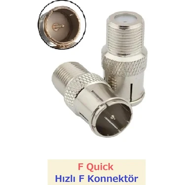 2 Adet Hızlı F Konnektör (F Quick) Rg6 Anten Kablosu Jack