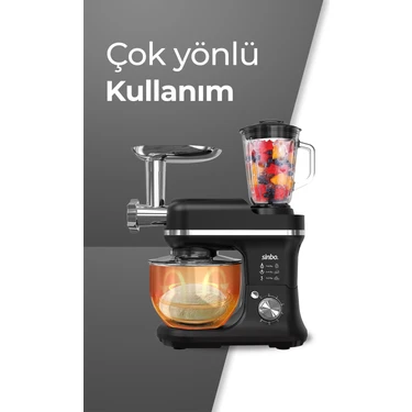 Sinbo SMX-2772 Çok Amaçlı 3ın1 Mutfak Şefi Hamur Yoğurma Kıyma Makinesi Sürahi Blender