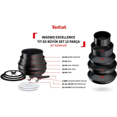 Tefal Ingenio Excellence  6X Büyük Tava Tencere Seti - 12