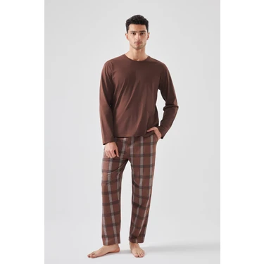 Koza İç Giyim Erkek Pamuklu Uzun Kollu Ekose Desenli Pijama