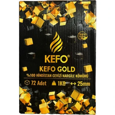 Kefo Gold %100 Doğal Kokusuz Nargile Kömürü 1 kg 72 Parça Hindistan Cevizi
