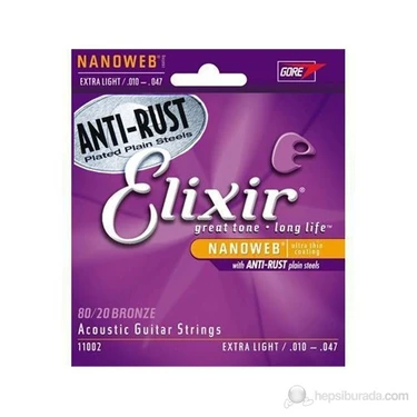 Elixir 11002 Nanoweb 80/20 Bronze Akustik Gitar Teli