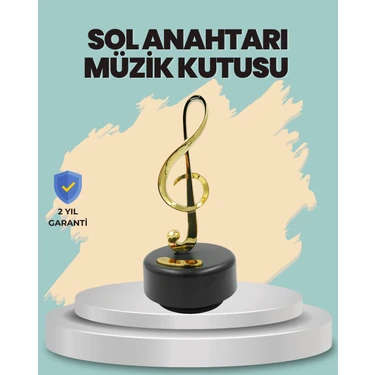 Altın Nota Sol Anahtarı Müzik Box Döner Mekanizmalı