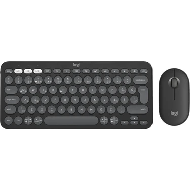 Logitech 920-012245 Grafit Pebble 2 Combo Çoklu Sessiz Kablosuz Türkçe Q Klavye Mouse