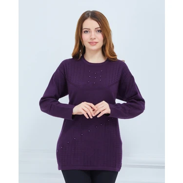 Fresh Moda Kadın Triko Kışlık Orta Yaş Günlük Anne Bluz