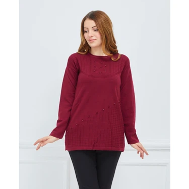 Fresh Moda Kadın Triko Kışlık Orta Yaş Günlük Anne Bluz