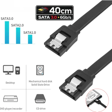Vorex Sata 3.0 Data Kablosu 40 cm – 6gb/s HDD ve 2.5" Sata SSD Bağlantı Kablosu (1