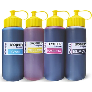 Photoink Brother Yazıcılar İçin Uyumlu 4 Renk 500 Ml Mürekkep