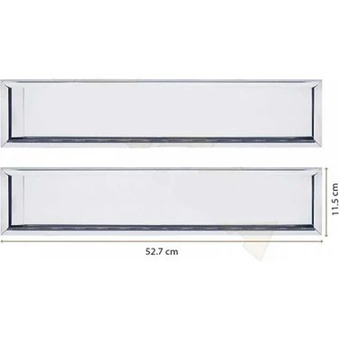 Mega Oto Market Paslanmaz Çelik Plakalık 52.7x11.5 cm - 2 Adet Gümüş Renk, Çoğu Araçla Uyumlu,