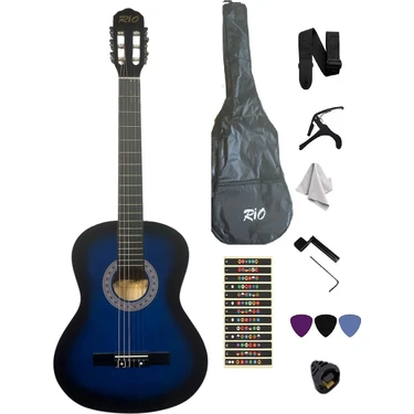 Klasik Gitar Seti Sap Ayarlı  4-4 Tamboy Kıııf Askı Kapo  Sticker Pena Penalık Silme Bezi L