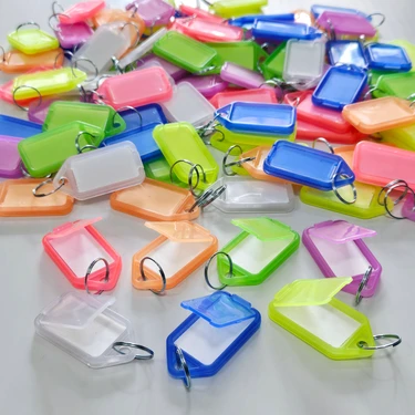 Ünsa Anahtar 100X Anahtarlık Kapaklı Büyük Plastik Etiket Kimlik Isimlik Isim Yazı Yazmalık 7 Multi