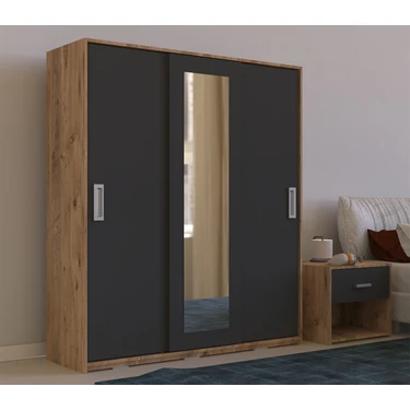 Metalia Gm 644 Sline 3 Kapılı Sürgülü Askılıklı Raflı Atlantik Çam