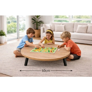 Alesta Life 60 cm Yuvarlak Katlanabilir Ahşap Yer Sofrası – Piknik ve Yer Oturma Düzenleri İçin