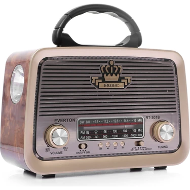 Everton wellpower RT-301 El Fenerli Taşınabilir Nostaljik Radyo Hoparlör USB Tf Aux