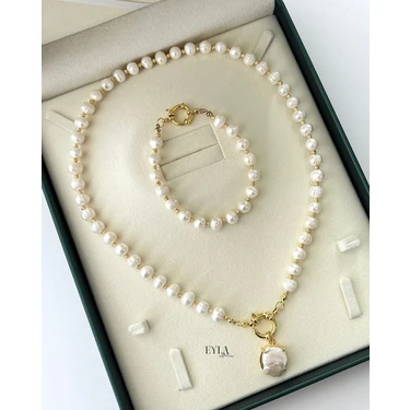 Eyla Collection Gemici Düğümü Kilitli Çeyrek Altın Takılabilir Gerçek Inci