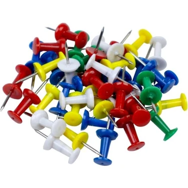 Linea Renkli Harita Çivisi 40 Adet Standart Boy Metal Uç Ergonomik Başlıklı