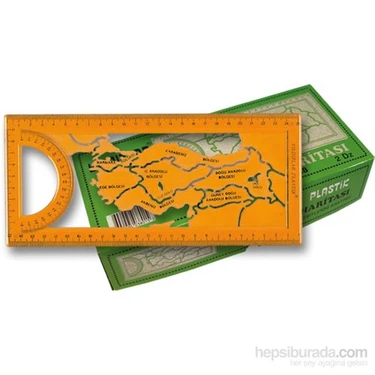 Ofisyıldız38 Plastik Türkiye Harita Şablonu 2'li Set – Turuncu, 20x10 cm, Bölge Desenli Kapaklı