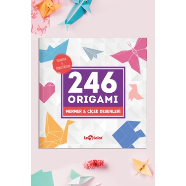 Le Color Origami Mermer ve Çiçek Desenli 246 Adet Karton Kağıt 14cm x 14cm
