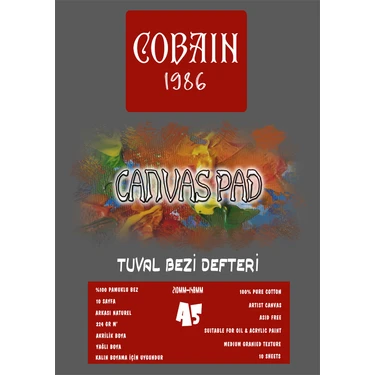 Bordo Sanat Cobain 1986 Canvas Pad Tuval Bezi Defteri Akrilik Yağlıboya Guaj
