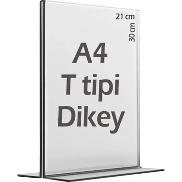A4 T-Tipi Dikey 21X30 cm Masaüstü Şeffaf Pleksi Föylük Menü Broşür Etiket Fotoğraflık Albüm Stand
