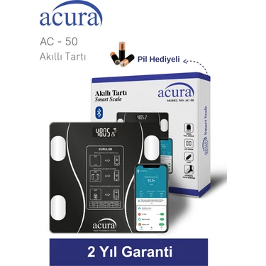 Acura AC-50 Akıllı Tartı Yağ, Su, Kas ve Kilo Ölçer Özellikleriyle Bebek Sağlığına
