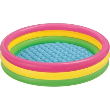 Intex Sunset Yumuşak Tabanlı Çocuk Havuzu 114 x 25 cm Renkli Yüzme Keyfi için