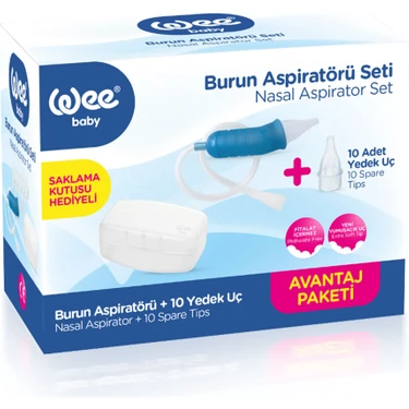 Wee Baby Burun Temizleyici Aspiratör Seti 10 Yedek Uç ile Bebekler için Güvenli