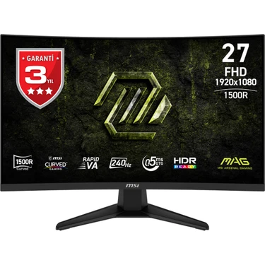 MSI Msı 27 Mag 275CF X24 1920X1080 (Fhd) 16:9 Curve 1500R Rapıd Va 240HZ 0.5ms (Min.) Adaptıve-Sync