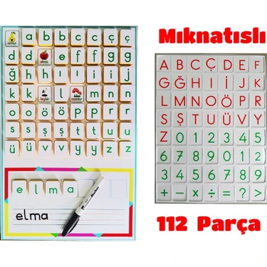 Green Class Okutmatik Mıknatıslı Alfabe Seti 112 Parça 40x25x0,6 cm Renkli Eğlenceli Eğitim
