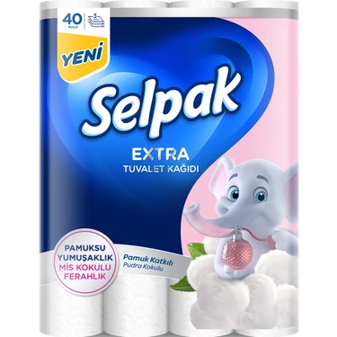 Selpak® Extra Pamuk Katkılı ve Pudra Kokulu 40'lı Tuvalet