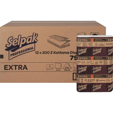 Selpak Professional Extra Z Katlı Dispenser Havlu 12x200 Yaprak Yumuşak Dokulu