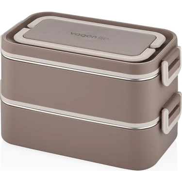 Vagonlife Lunchbox 2000 ml 2 Kat Paslanmaz Çelik Çorba Kaseli Bento Lunch Box Yeni Nesil Sefer Tası