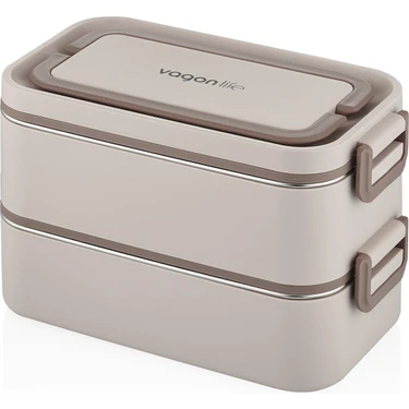 Vagonlife Lunchbox 2000 ml 2 Kat Paslanmaz Çelik Çorba Kaseli Bento Lunch Box Yeni Nesil Sefer Tası