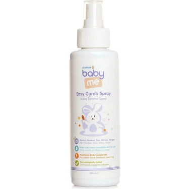 Baby Me Kolay Tarama Spreyi Provitamin B5 ve Hindistan Cevizi Yağı İçeren 200 ml Beyaz