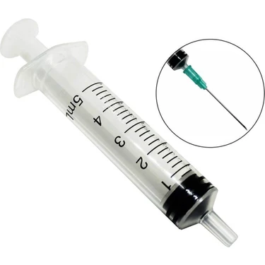 Ayset 5 ml Yeşil Iğneli (225 ADET - Kutu) Enjektör Steril 5 cc Şırınga 38MM