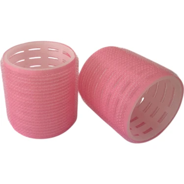 Croc Pembe Büyük Boy 2li Cırtlı Yapışkanlı Bigudi Şekillendirici Naylon Malzeme ile Tüm Saçlar