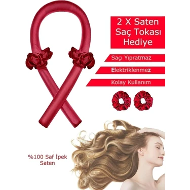 Deko Dekor Isısız Saç Şekillendirme Seti Pudra Pembe Saten Saç Sosisi Saç Bigudisi Seti Saç