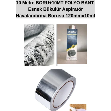 Kl Home Set 10MT BORU ve 10MT Alü Folyo Ban  - Mutfak Davlumbaz Aspiratör  Esnek Boru