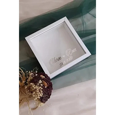 HKM Ticaret 25x25 cm Derin Anı Çerçevesi Ahşap Düz Zeminli Kişiselleştirilebilir ve
