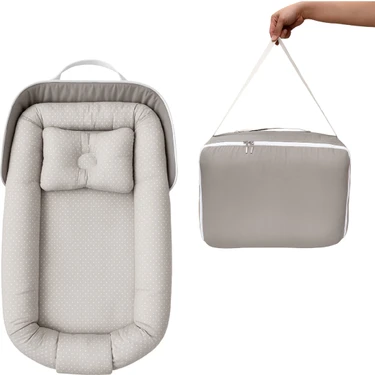 Çantalı Babynest Bebek Çantası Taşınabilir Anne Yanı Yatağı Yenidoğan Baby Nest Kahve Çantalı
